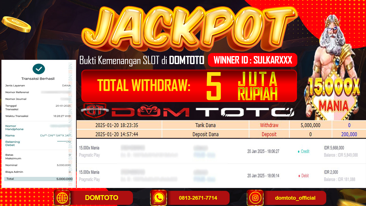 JACKPOT SLOT 15.000X MANIA  25 20 JANUARI 2025